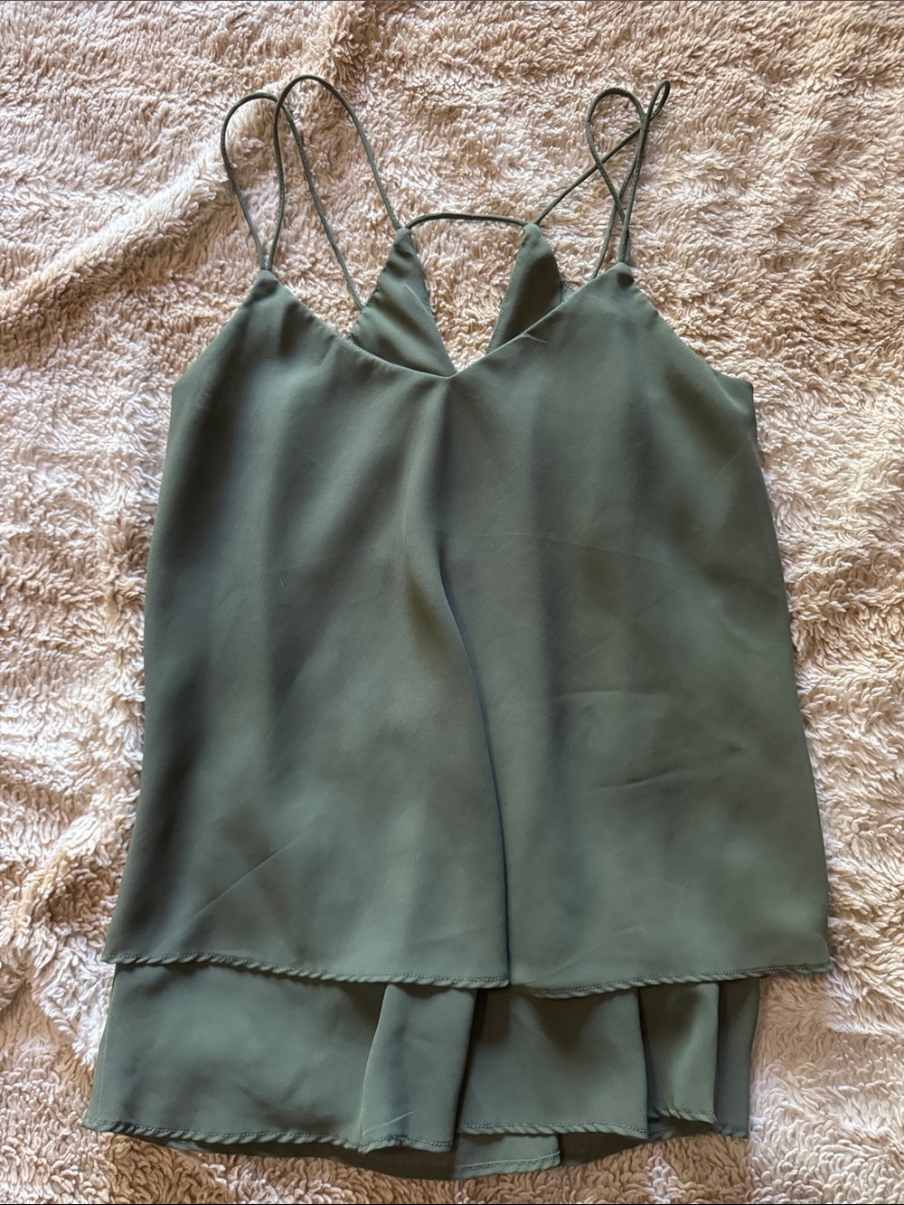 Japna Olive Green Layered Strappy Cami